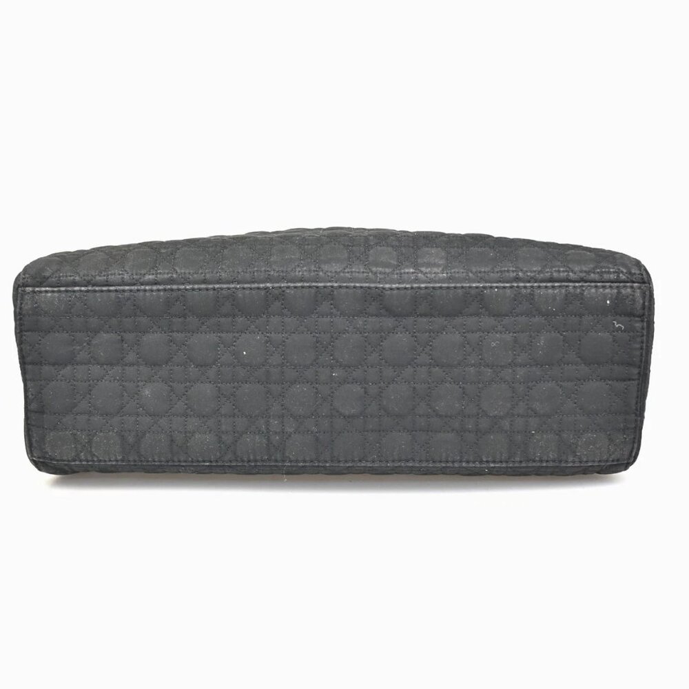 CHRISTIAN DIOR Logo Lady Cannage Hand Bag Nylon Leather Black GHW Italy 76ZA109 - Picture 6 of 16
